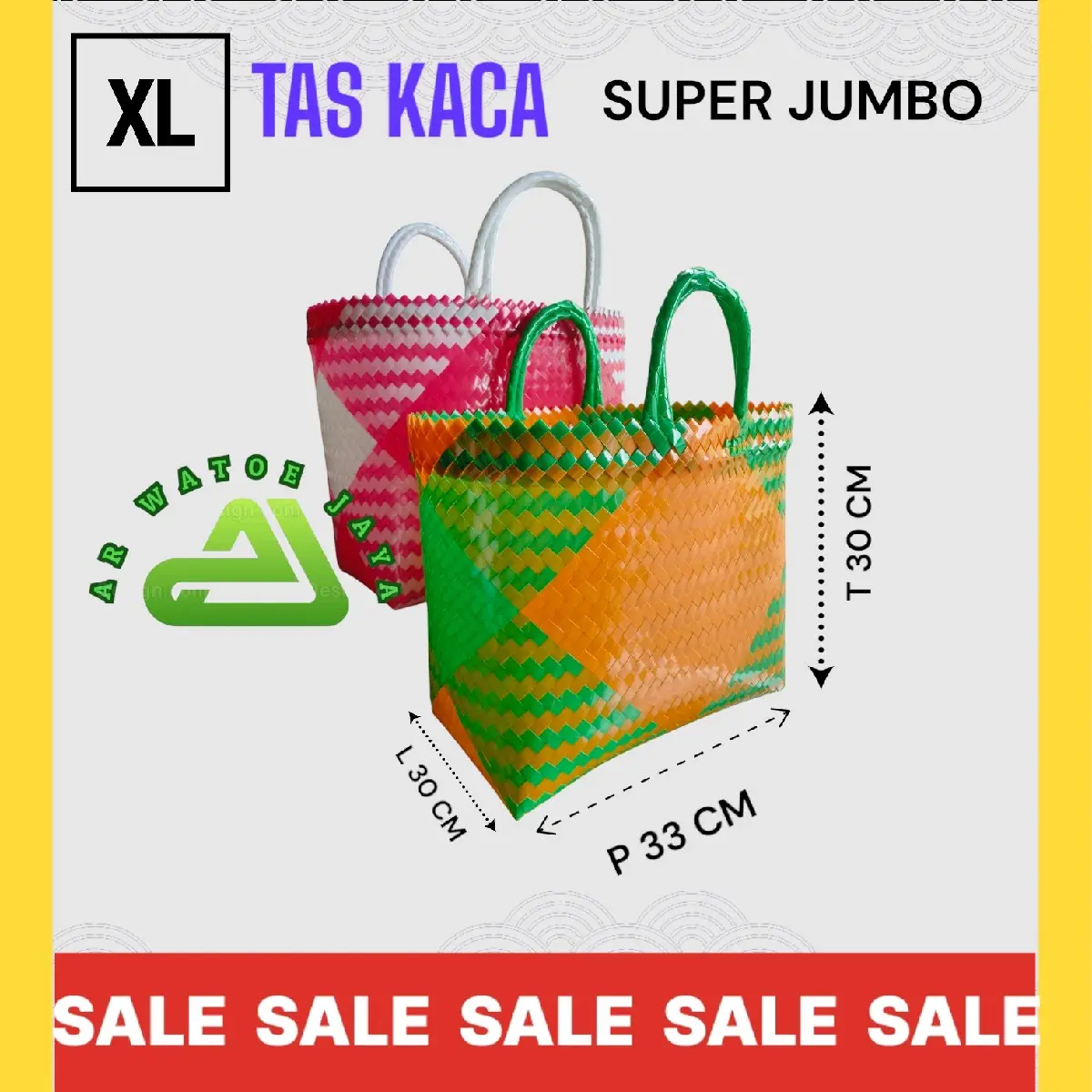 Tas Kaca Super Jumbo Belanja 12 Pcs AA dan AB Semi Glossy 15kg