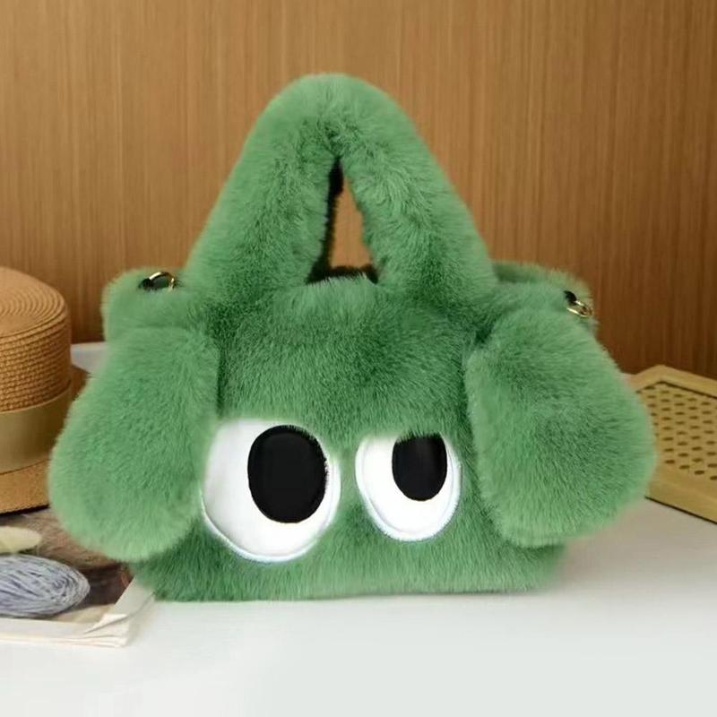 Túi Túi Xách Nhồi Bông Thiết Kế Hoạt Hình Dễ Thương, túi Messenger, Hình Chó Mắt To, Dây Xích Dài, Đeo Vai, Túi Lớn, Q5N4