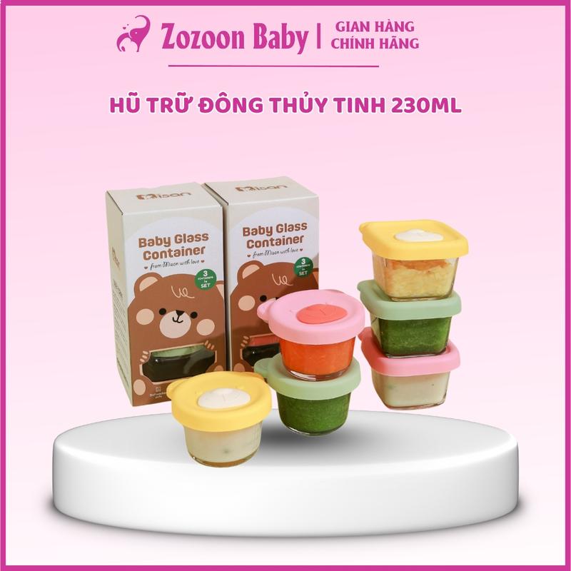 Hộp trữ đông ăn dặm,cốc thuỷ tinh nấu cháo an toàn cao cấp có vạch chia ml