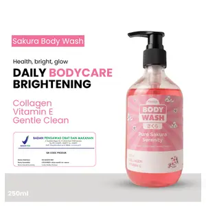 Body Wash 250ml Sabun Cair Extract Sakura Pemutih Badan Mencerahkan dan Menyegarkan BPOM