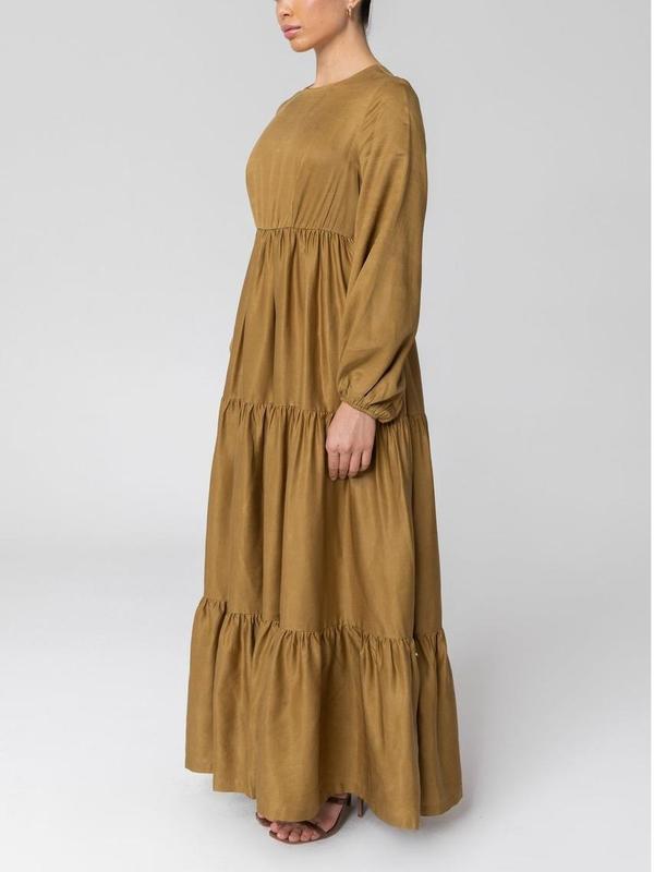 Baju muslim wanita drees 3 dara/susun katun linen rayon twill premium Nyaman Dress 3