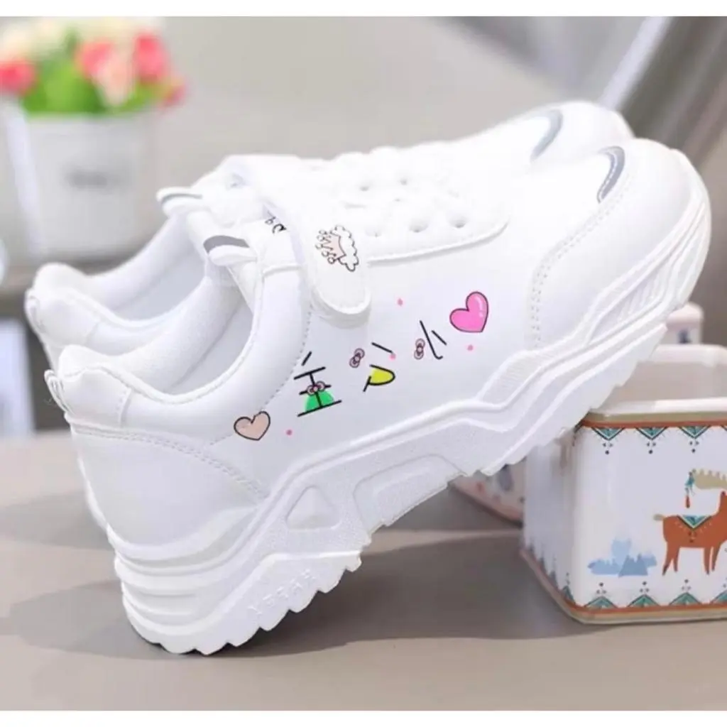 Sepatu Sneaker Anak Perempuan Jepang Putih Sepatu anak TK/SD lucu cewe cowo
