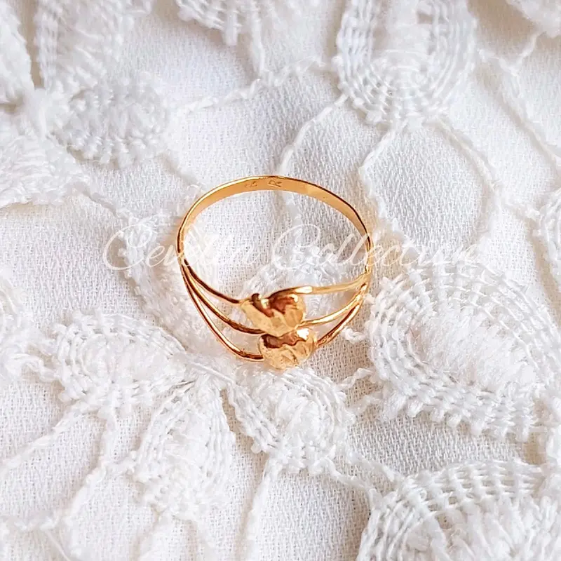 Cincin R 2 Hati R Emas Muda 1/2 Gram 1