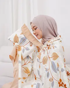 {Tameera} Mukena Dewasa Premium Rayon Atasan Katun Motif Traveling Bunga Jumbo Adem Tebal Dua Look Panjang 120-125cm