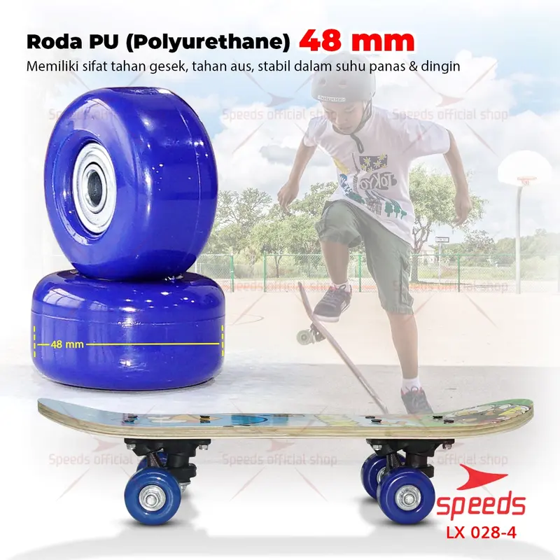 SPEEDS Mainan Skateboard Anak Full Set Anak2 Kids Kayu Canada Papan Roda PVC Outdoor 028-2406 4