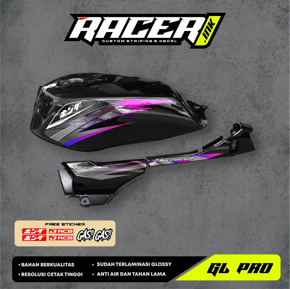 STICKER STRIPING HONDA GL PRO MAX LEGEND VARIASI GLOSSY HEREX BY RACER INK