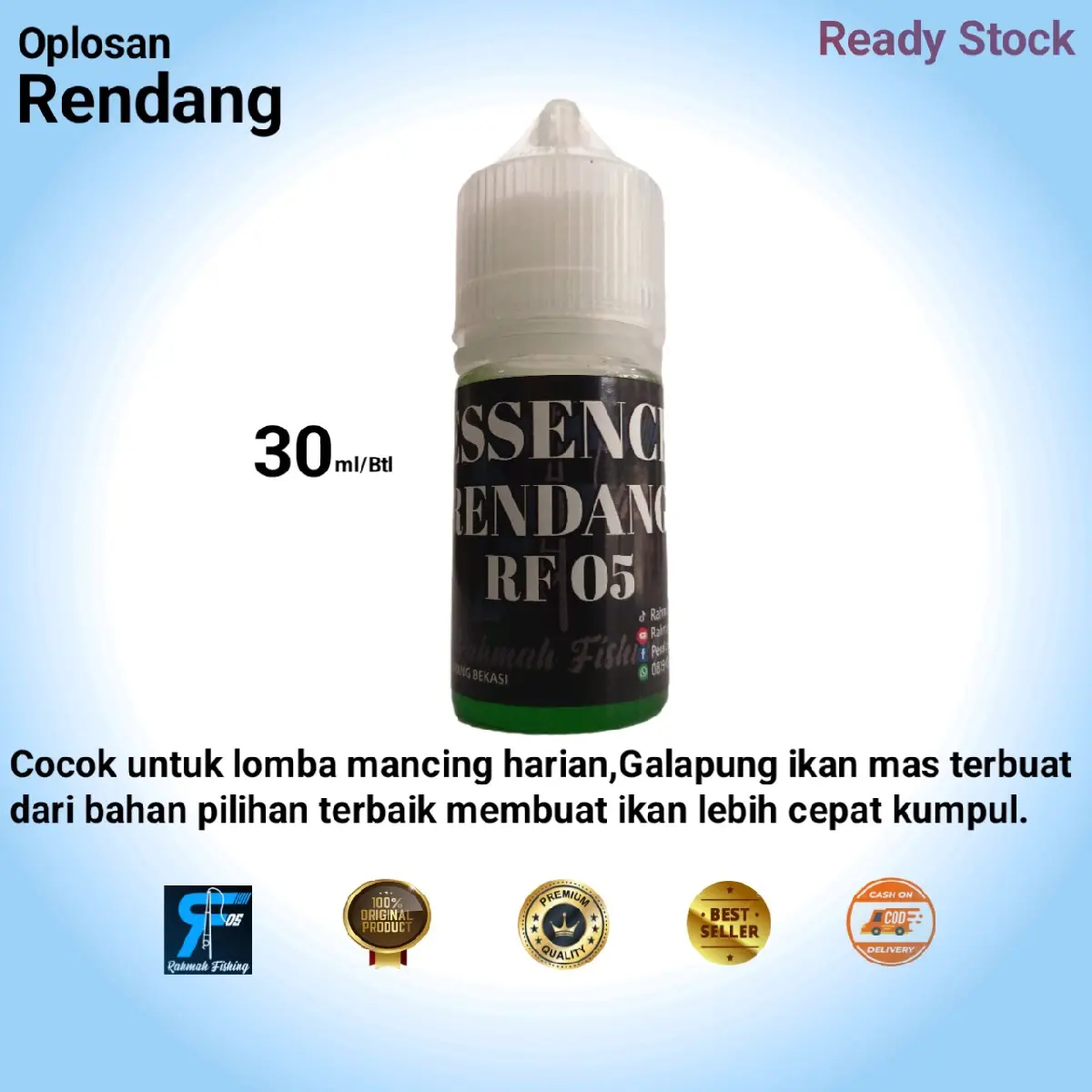 Essense oplosan Rendang 30 ML cocok untuk mancing ikan mas harian & galapung