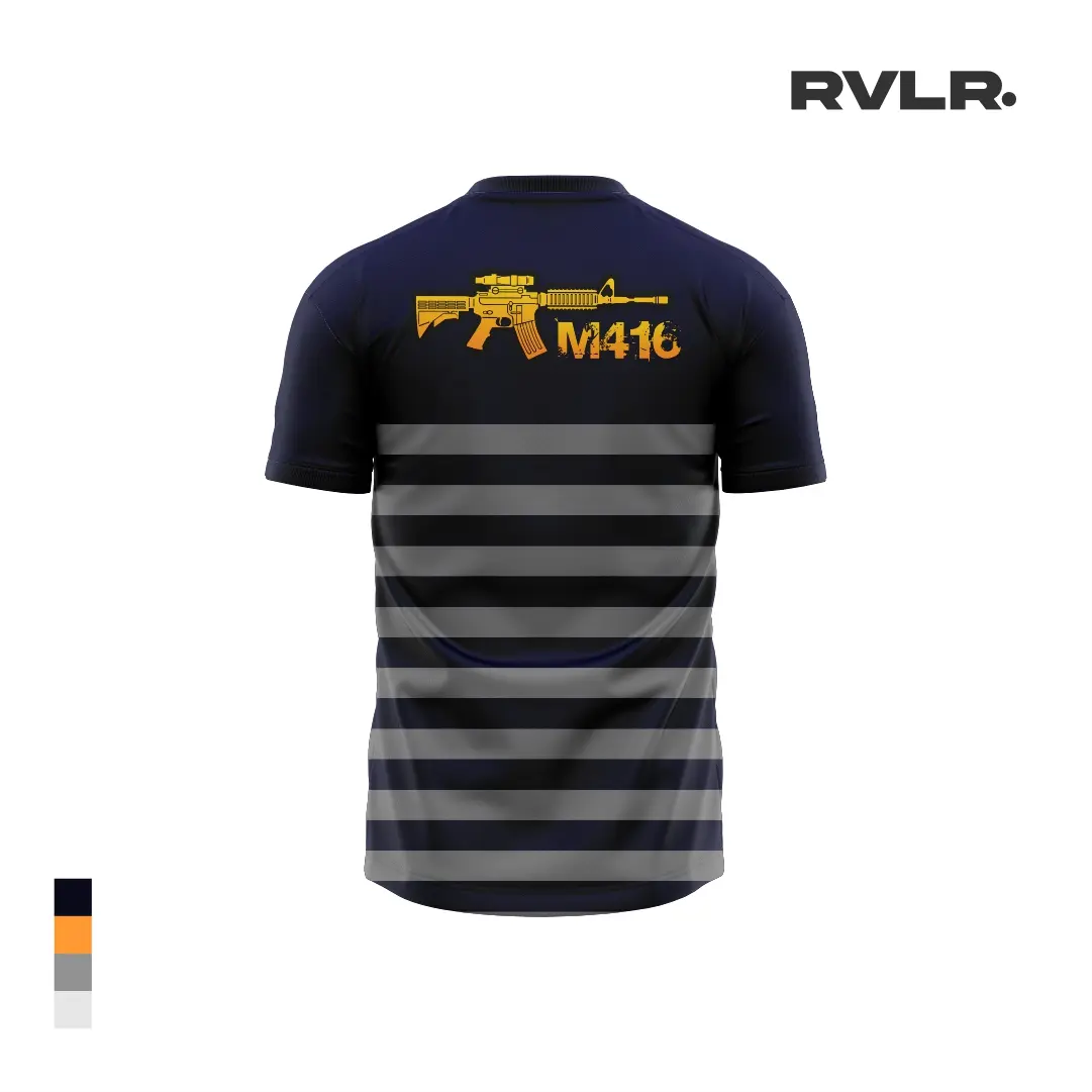 RVLR Official Kaos T-Shirt | Tactical M416 | Navy Salur Abu - Premium Quality Katun Combed 24s