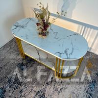 Gambar Meja tamu SHALLOW aesthetic motif marmer, Meja ruang tamu bulat minimalis set aesthetic Furniture Besi Kayu Table dari AL Fazza. co Kota Tasikmalaya 4 Tokopedia