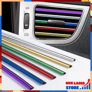 OLS Kisi-kisi List Ventilasi AC Mobil Trim Strip 10Pcs Trim Ventilasi AC Mobil Bentuk U Isi 10 Pcs Bahan PVC
