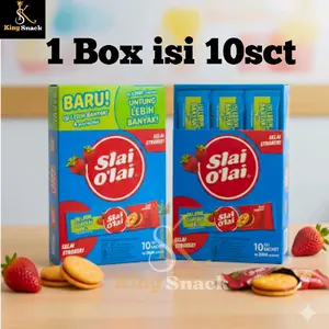 Slai Olai 1 Box isi 10 sacet 1 Sacet isi 4  Biscuits,Rasa Stroberi Bluebery Nanas