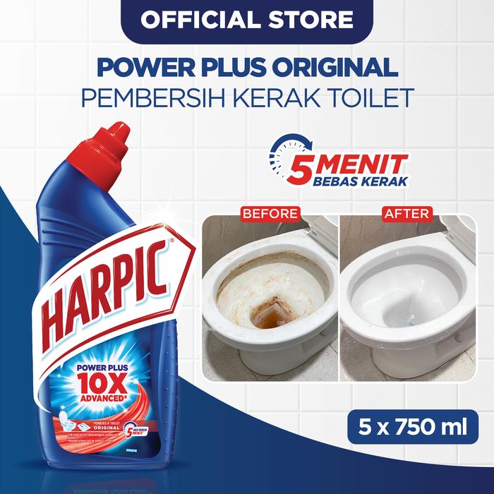 Gambar Harpic Powerplus 10X Advanced (5 Pcs)- 750ml (Pembersih Toilet & Kamar Mandi Cair Untuk Menghilangkan Noda & Kerak Membandel) dari Harpic Indonesia Store Kota Administrasi Jakarta Timur Tokopedia