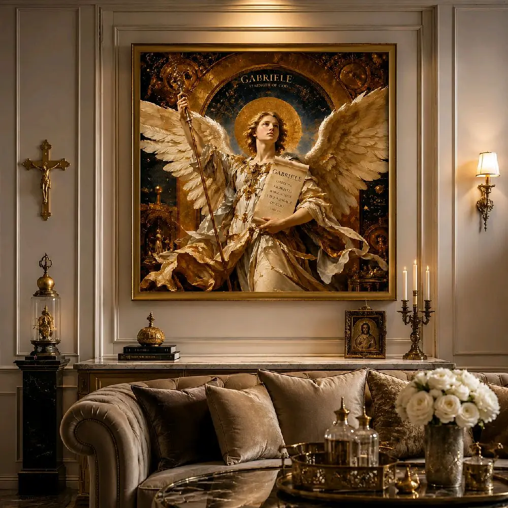 Archangel Gabrielle Strength of God Christian Angel Fine Art - Karya Seni Lukisan Malaikat untuk Dekorasi Rumah