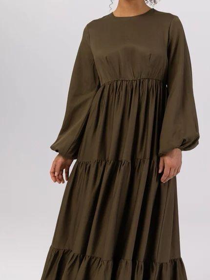 Baju muslim wanita drees 3 dara/susun katun linen rayon twill premium Nyaman Dress 5