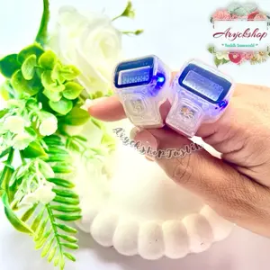 Tasbih Led Mini TRANSPARANT Tasbeh Digital ALARM Bening Lampu kelap Kelip Warna Warni di Kelipatan 100 Cincin Dzikir Alarm