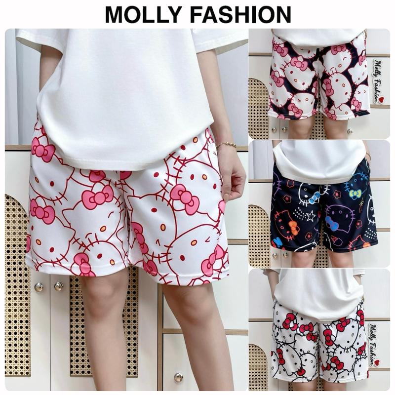 Quần short nam nữ hoạt hình KIITTY FACE Bigsize 38-80kg form rộng MollyFashion