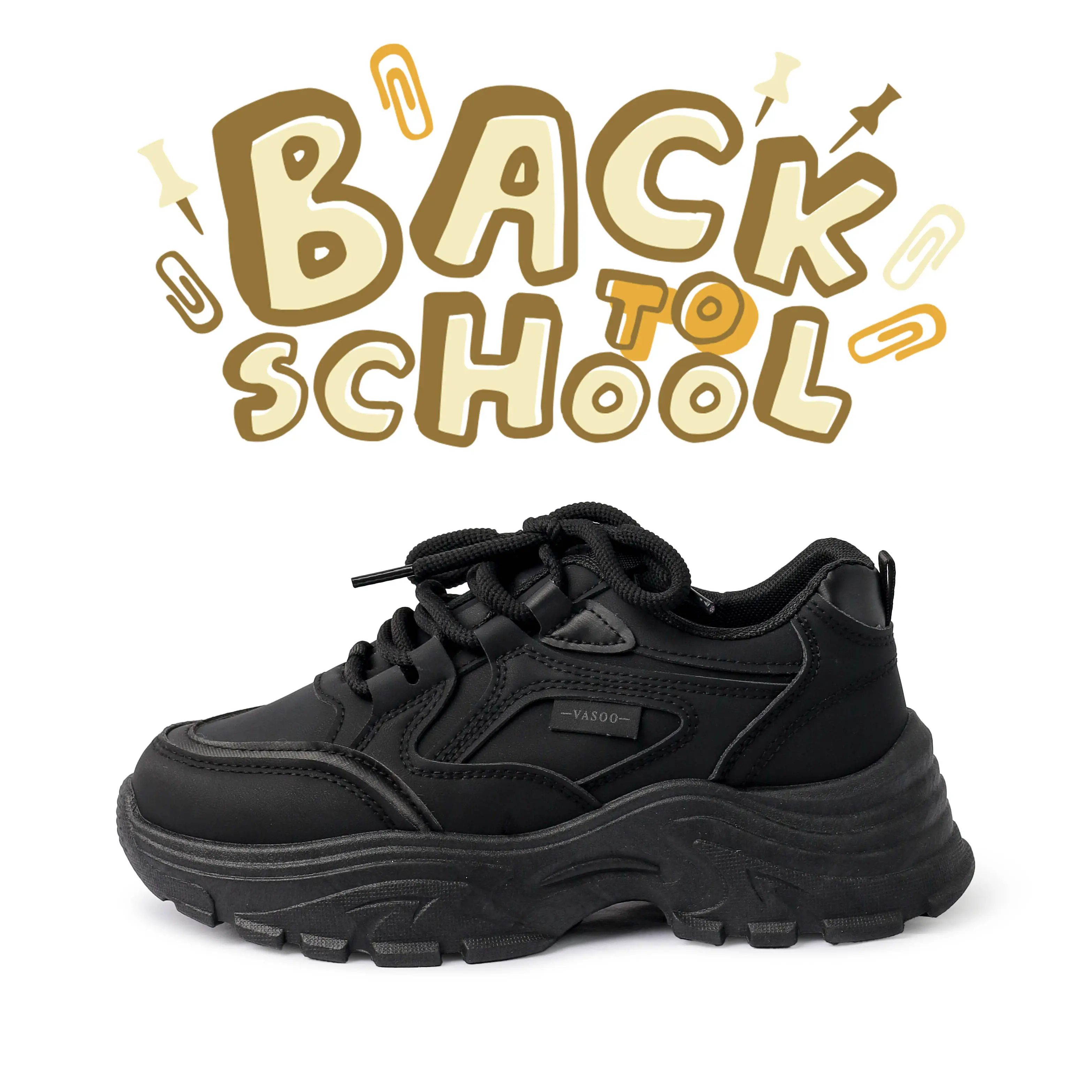 VASOO Eight Palette BACK TO SCHOOL Sepatu Sekolah Sneakers Hitam Shoes Casual Sepatu Olahraga Kasual