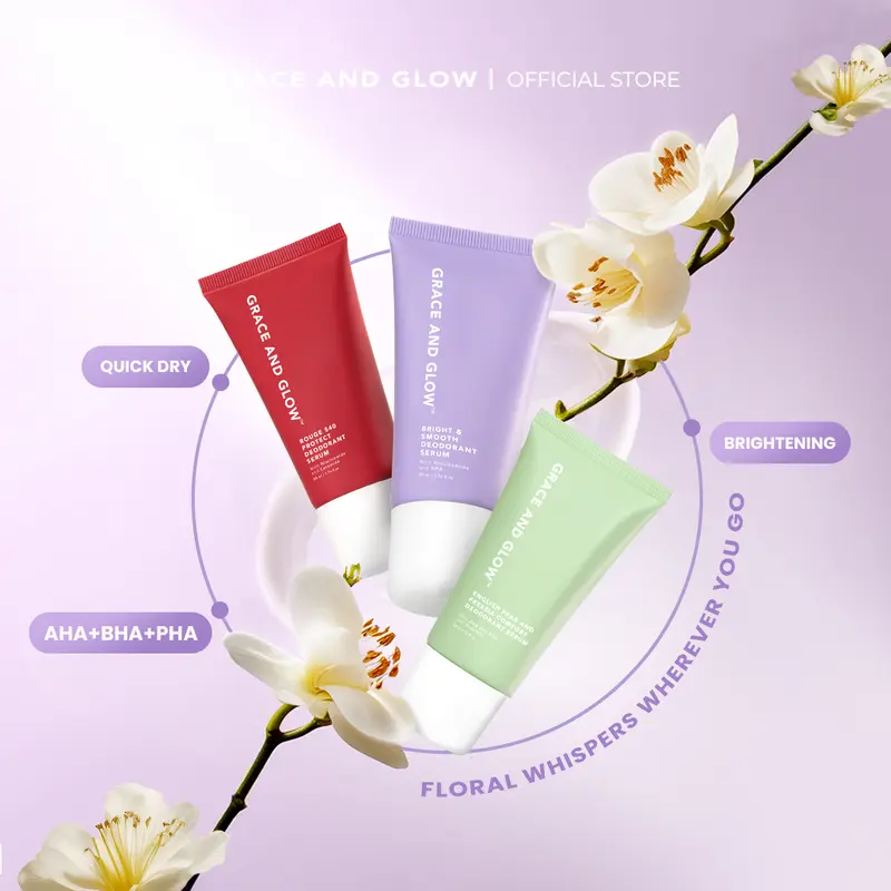 Deodorant Roll On Serum Bright & Smooth  Grace and Glow | English Pear, Rouge540, Moiselle | Mengurangi Bau Badan, Mencerahkan & Menghaluskan Kulit Ketiak | dengan Niacinamide untuk Ketiak Lebih Cerah dan Terawat 0