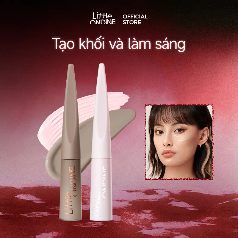 Kem Highlight dạng lỏng Little Ondine tạo khối, bắt sáng, má  hồng
