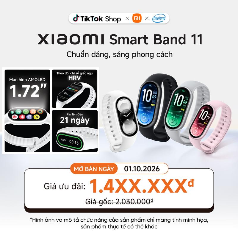 [KOL] Đồng hồ thông minh Xiaomi Smart Band 11 - Màn hình AMOLED 1.72" - Theo dõi chỉ số giấc ngủ HRV - Chính hãng