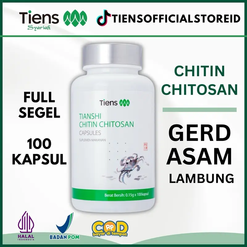 Tianshi Chitin Chitosan Original Tiens Kapsul - Serat Shitin Cina Solusi Asam Lambung Maag Gerd - Bpom Halal 0