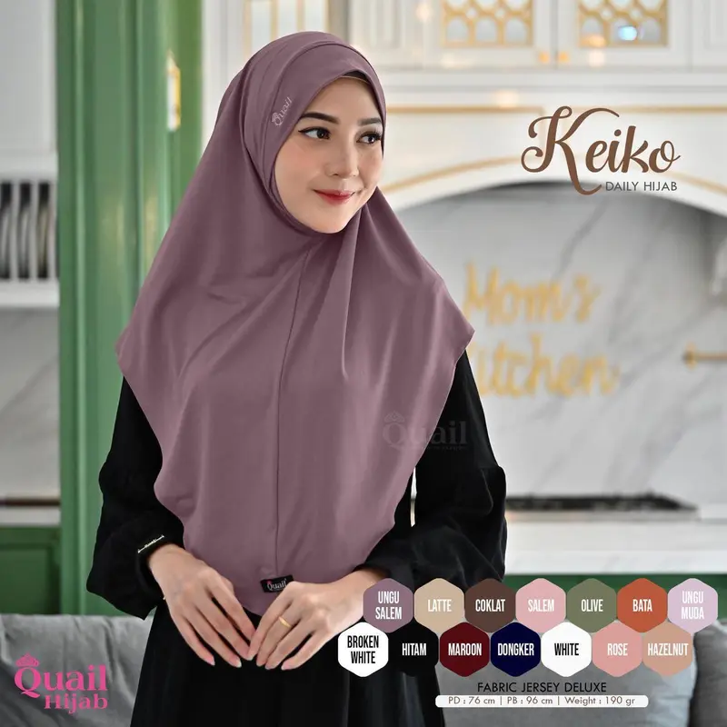 Hijab Dagu Casual Daily | Kerudung Malaysia | keiko quail hijab Best Seller | Nyaman Instan Muslim Lembut 2