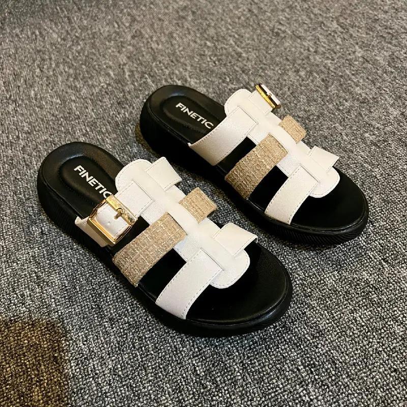 Finetic Sandal Slop Wanita Rajut Sendal Wedges Hak Tinggi 3 Cm Perempuan Shoes 8