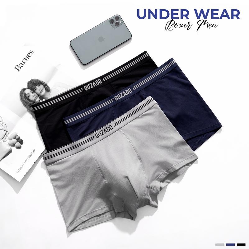 Underwear Combo 3 Quần Sịp Đùi Nam Thương Hiệu GUZADO Đồ Lót Menswear Dáng Quần Boxer Vải Bambo Thoáng Khí Kháng Khuẩn GBX02