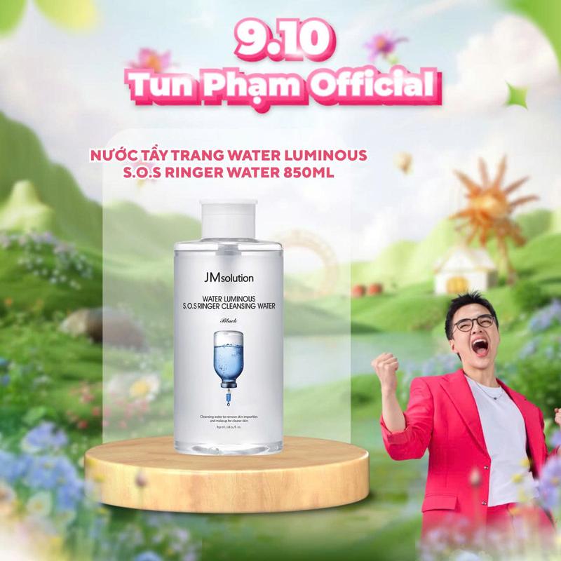 [ Tun Phạm x JMsolution] Nước Tẩy Trang JMSolution Water Luminous SOS Ringer Cleansing Water Black Chính Hãng, Hỗ Trợ Cấp Ẩm, Sạch Sâu Dịu Nhẹ 850ml
