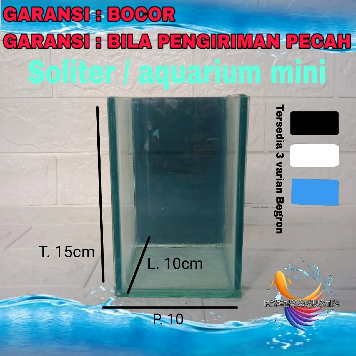 soliter kaca aquarium kaca ukuran 10x10x15 kaca 5mm kaca baru