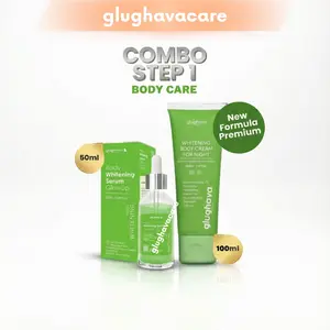 GLUGHAVA Paket Bundling Night Body Care - Body Serum Glow Up 50Ml + HB Ijo Whitening Body Cream Malam 100ml