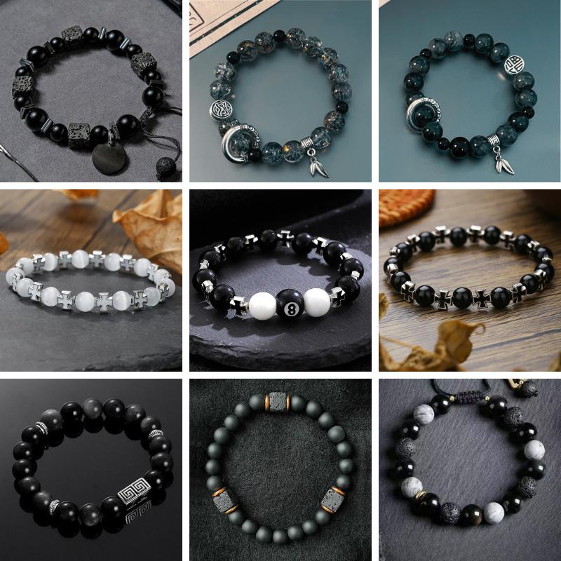  Vòng Tay hạt tròn Bi-a Nam Nữ thiết kế chuỗi hạt tròn sợi dây co dãn dây tự điều chỉnh kích thước dễ dàng sử dụng - Vòng Tay Bi-a 