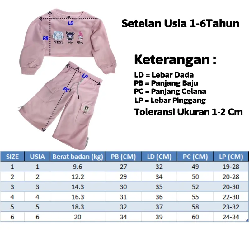 Masyken Setelan Sweater Anak Perempuan Crop Top Usia 1-6 Tahun Bayi Parsel TPE Beige 1