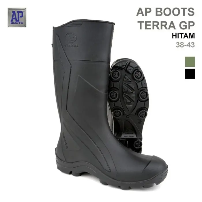 AP Boots TERRA GP Hitam - Sepatu Boot PVC  Shoes Karet Kerja