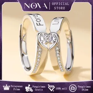 Cincin Perak Murni & Pasangan Cinta Abadi & Sepasang Cincin & Hadiah Tahun Baru Valentine untuk Pernikahan & Hadiah untuk Pria dan Wanita & Ukuran Dapat Disesuaikan