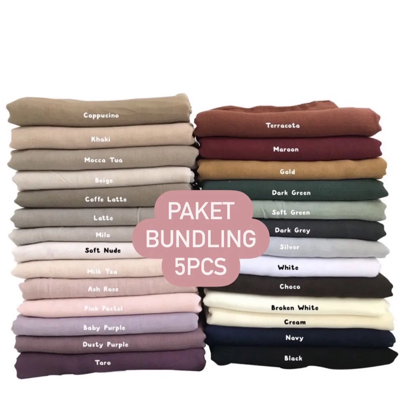 Paket Bundling 5pcs Hijab Paris Jadul Series Nude