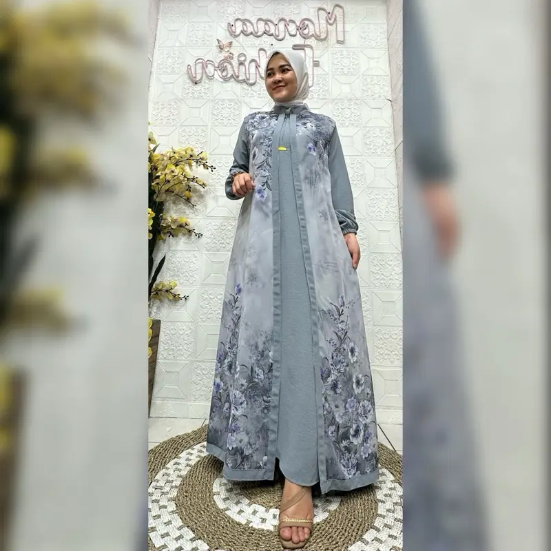 MONAA Dress Cringkle Mix Ceruty TERBARU || Gamis Wanita Muslimah Kekinian 2025 4