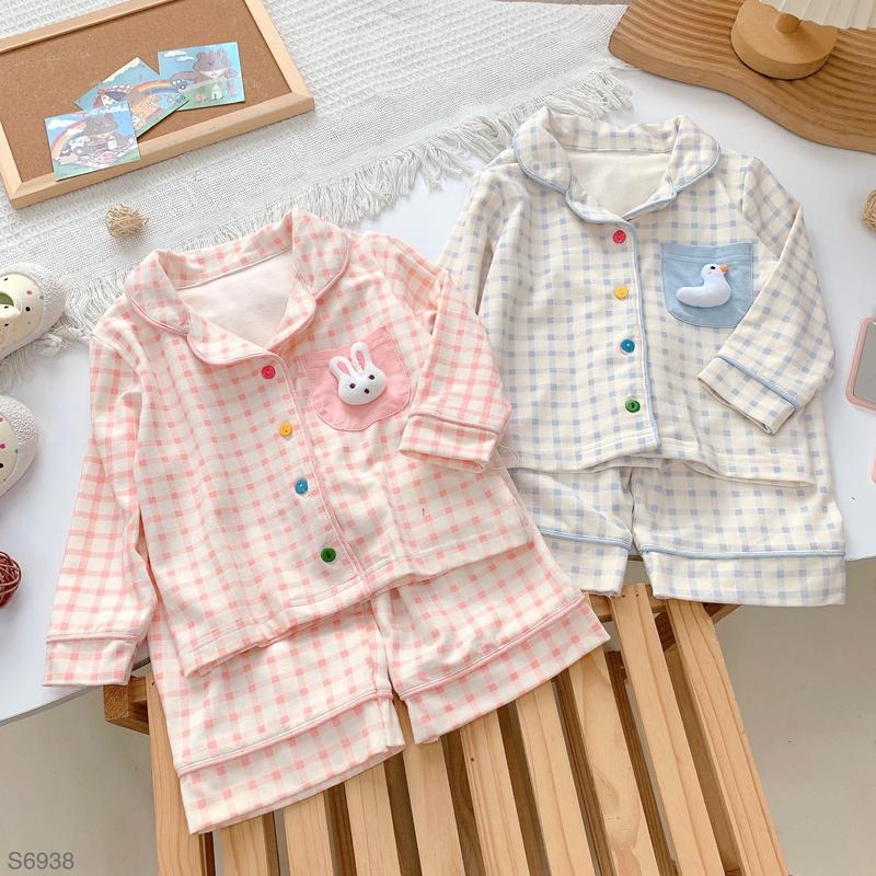 Hey Susie S6938- Bộ Đồ Pijama Caro Hồng/Xanh Cho Bé Gái Size 8-19kg(ĐL)