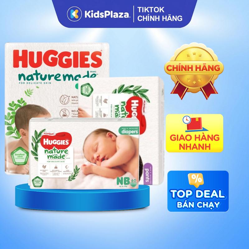 Tã - Bỉm Huggies Nature đủ size dán/ quần NB/S/M/L cho bé EC