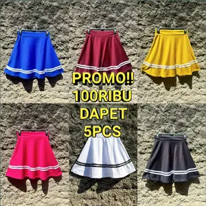 Rok Mini Wanita List Sripe Putih Hitam Moy Skirt Rok pakaian Olahraga Scuba Sport