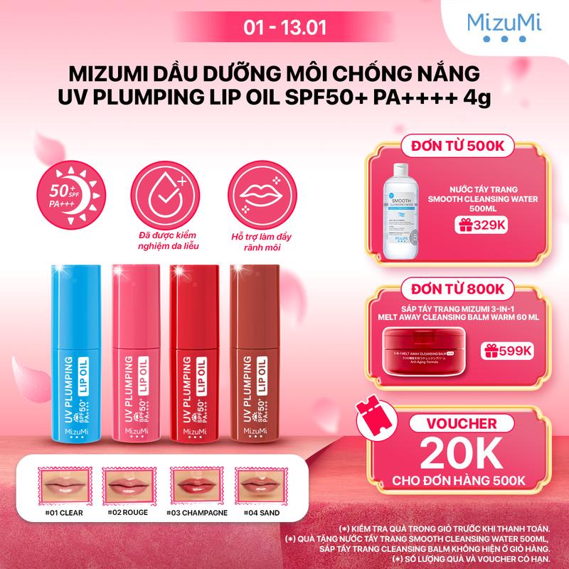 MizuMi Son dưỡng môi chống nắng UV Plumping Lip Oil SPF50+ PA++++ 4g