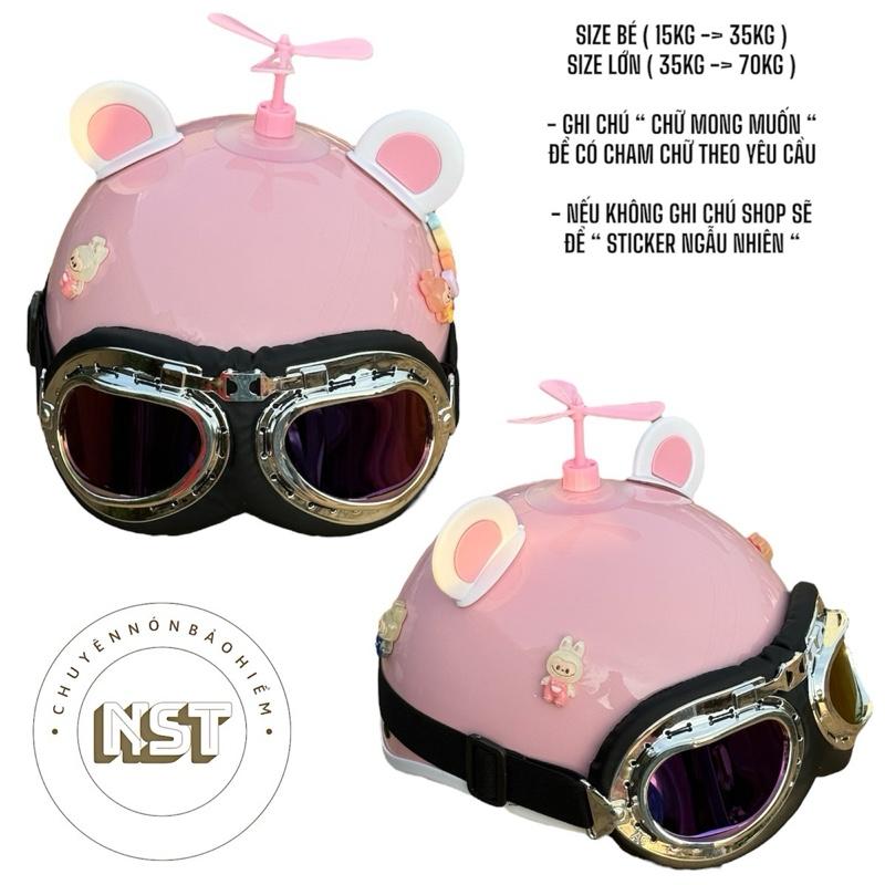 MŨ BẢO HIỂM HALI TẶNG KÍNH PHI CÔNG VÀ PHỤ KIỆN TAI MÈO + CHONG CHÓNG LÒ XO + CHARM STICKER CHO BÉ GÁI VÀ BÉ TRAI TỪ 15KG - 70KG Kem mubaohiem taimeo Đội Đầu