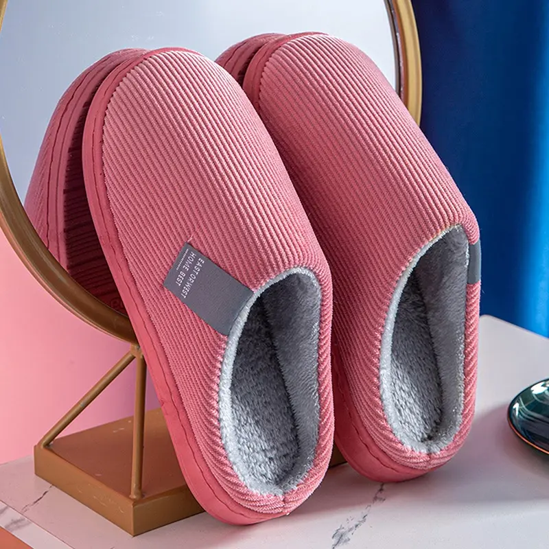 Bedroom Cotton Slipper Winter Thin Household Warm Furry Women Shoes Indoor Slippers Warm Plush Home Slipper Ladies Flip Flops