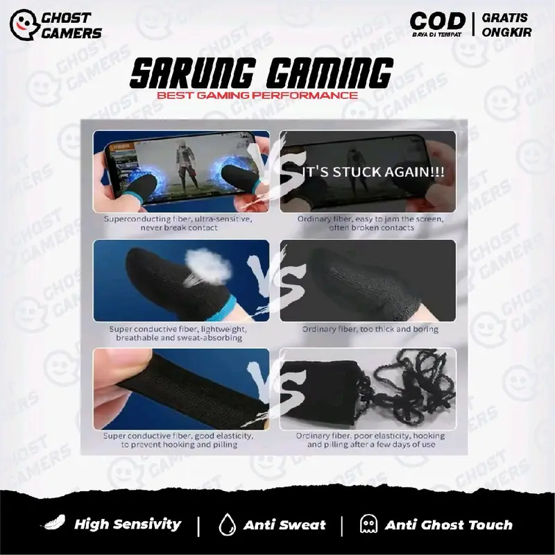 AP KING Andra ST Sarung Jempol Ap king Andra Gz Anti Keringat Responsive Finger Touch Sleeve + Box Penyimpanan Premium 5