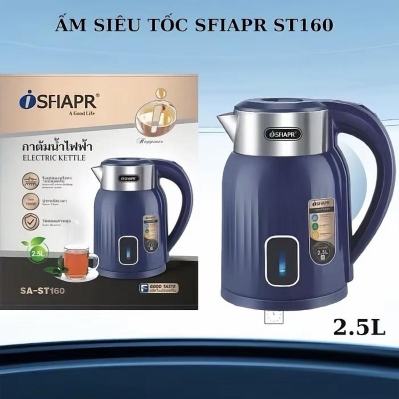 Ấm Đun Nước Siêu Tốc SFIAPRT ST160 Inox 304, Dung Tích 2.5L (Thực Tế 1.8L), Tự Động Ngắt Khi Sôi