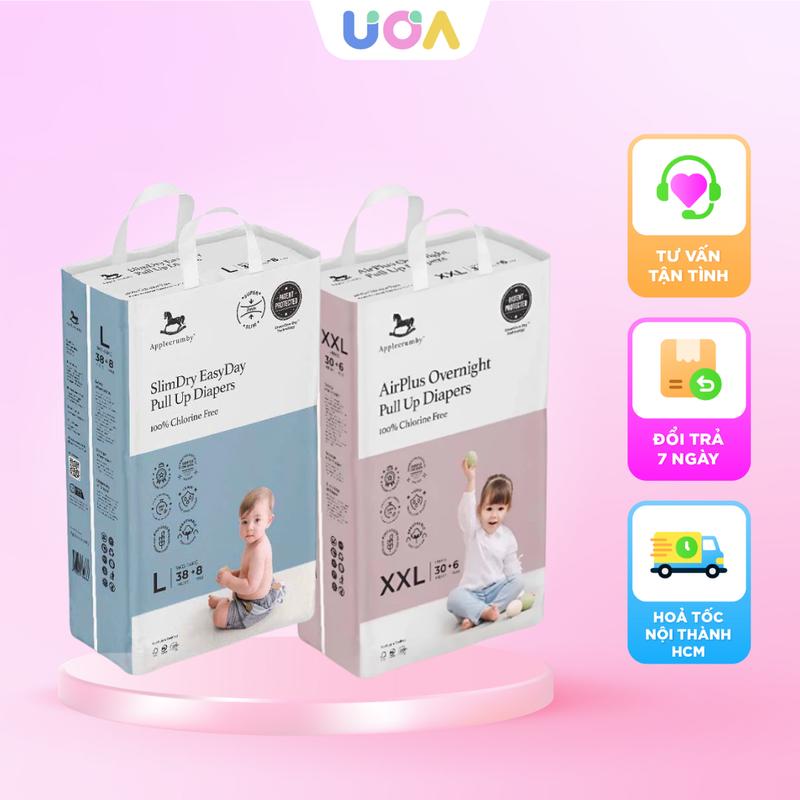[MEGA] Bỉm tã quần Applecrumby Overnight - Slimdry Easyday Mega đủ size cho bé