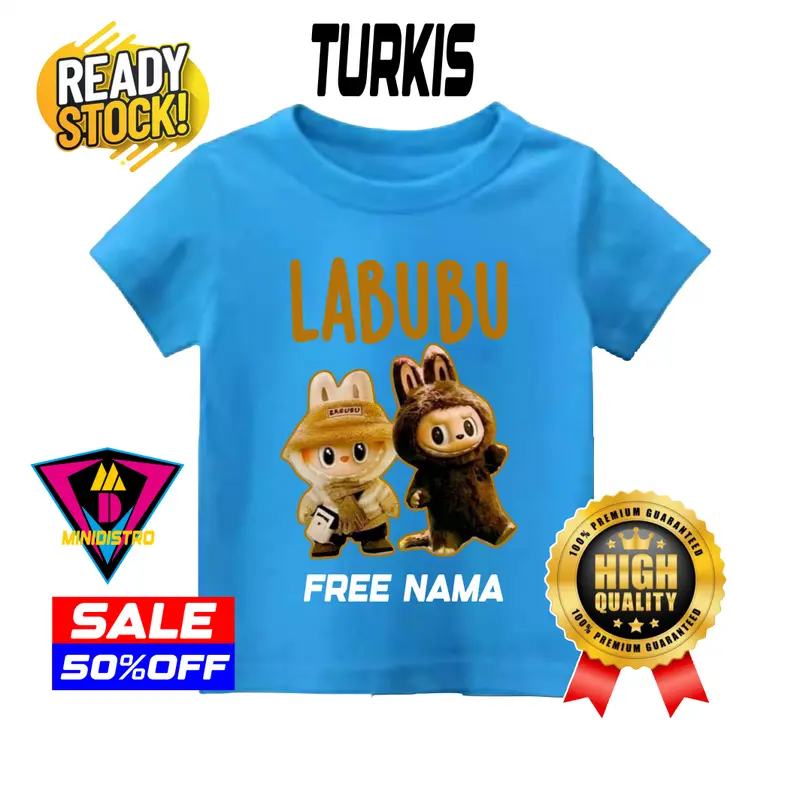 BAJU ATSAN ANAK FREE NAMA CASTEM LABUBU 1-6TH CATTON COMBAD KAOS ANAK CEWE COWO Katun Combed Distro Perempuan Cowok Katun Combed Laki-Laki Cotton 1