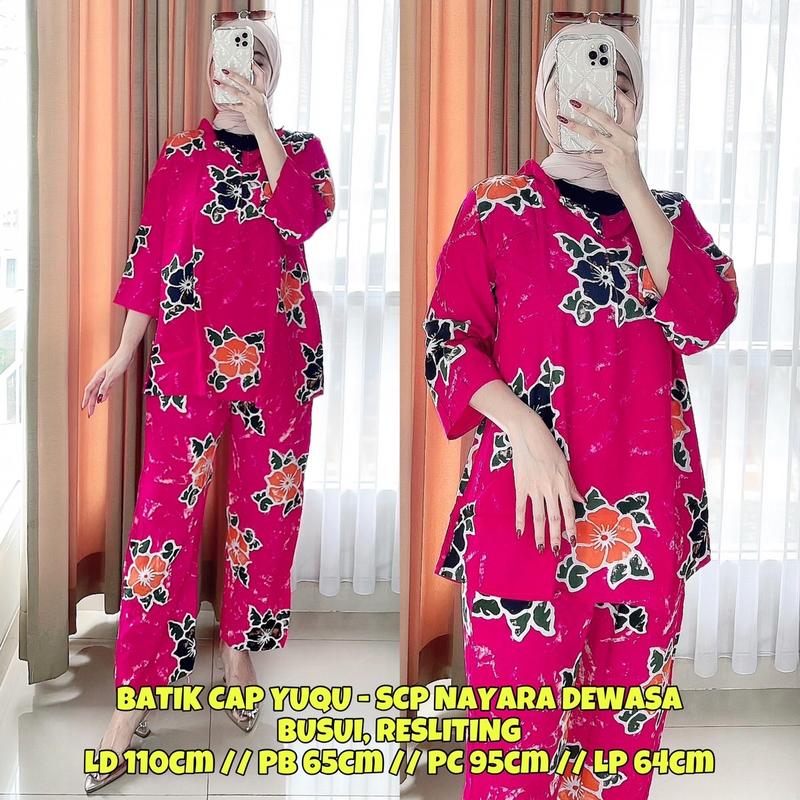 ND028 l SETELAN PIYAMA BATIK CAP NAYARA SIZE ABG RAYON SUPER 1