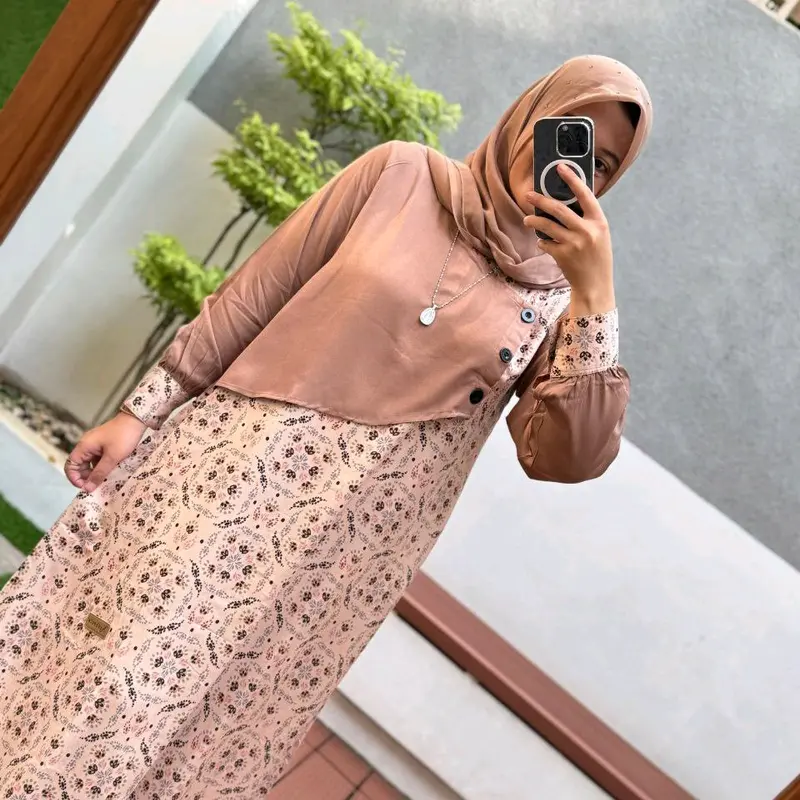 GAMIS DRESS MUSLIM RAYON TWILL MOTIF RAYON BY NADHEEFA STORE 0