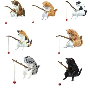 Hiasan Aquarium Kucing Mancing / Ornamen Miniatur Kucing / Diorama Hewan Mini